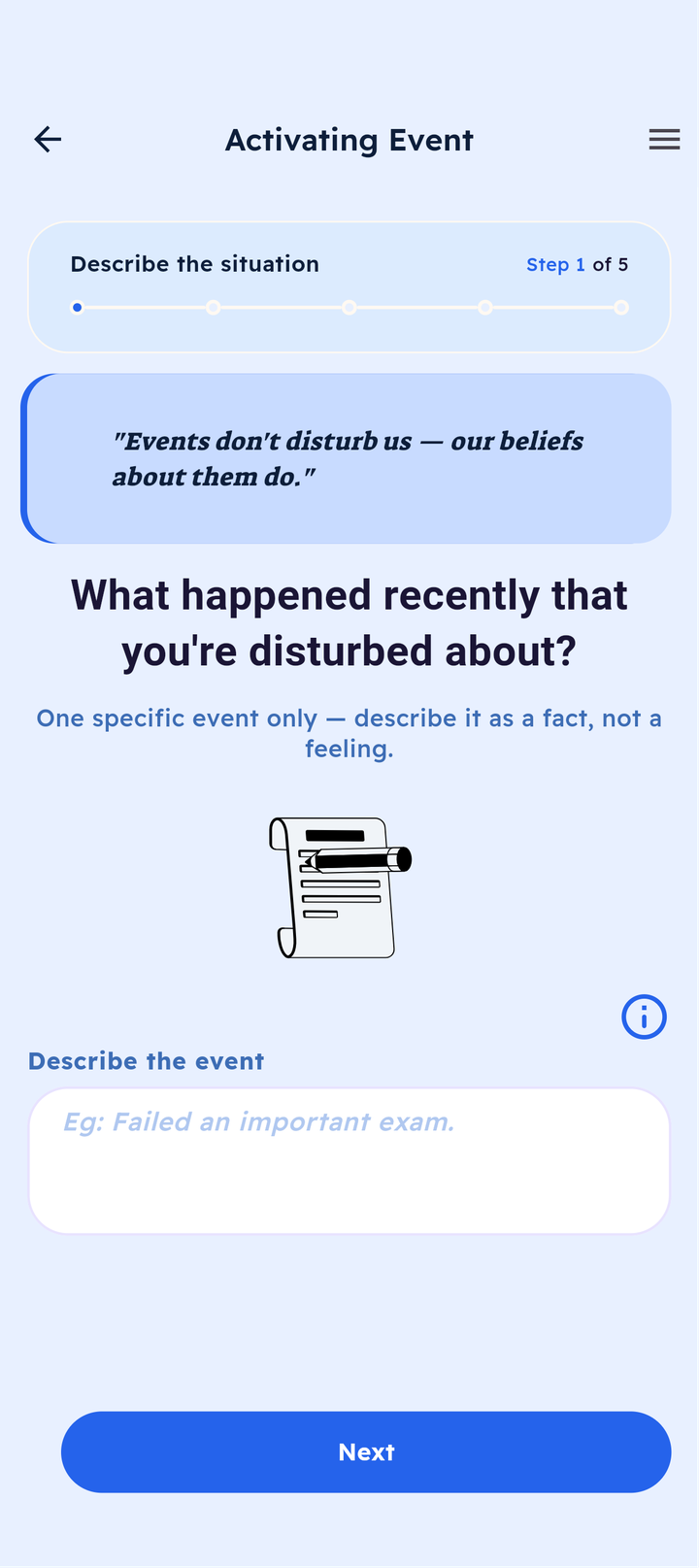 Activating event step